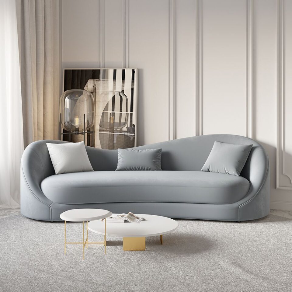 Curved Grey Modern Sofa